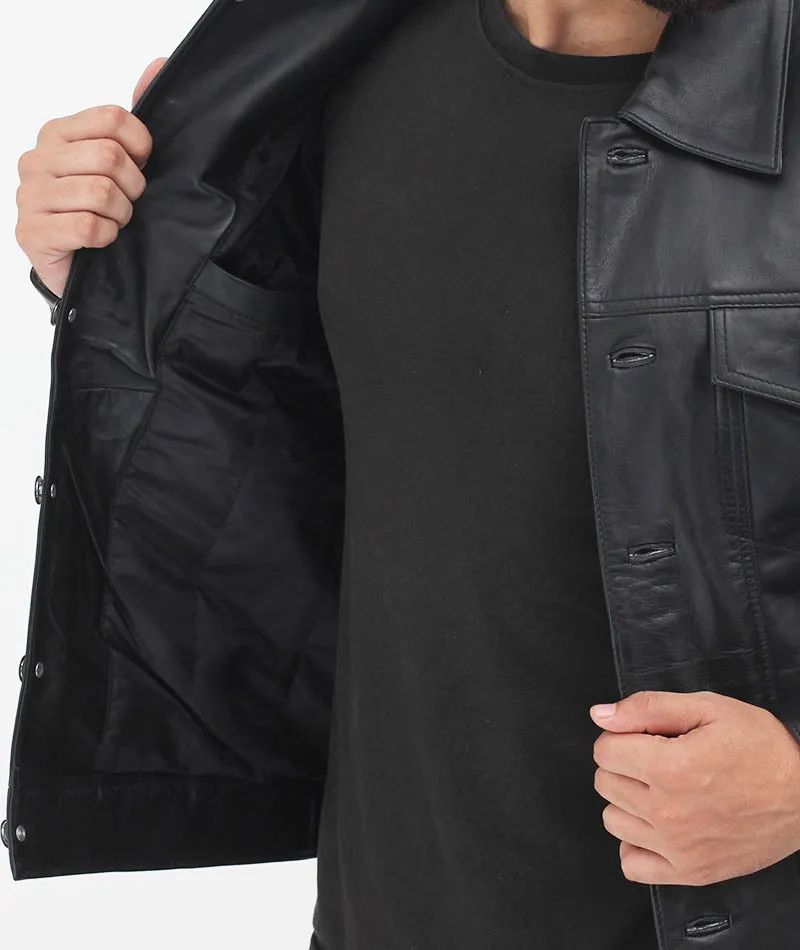 Men's Black Trucker Style Jacket