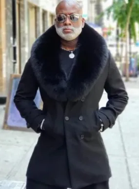 Mens Black Wool Peacoat