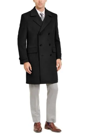 Mens Peacoat - Peacoat For Men's Double Breasted Peacoat Black
