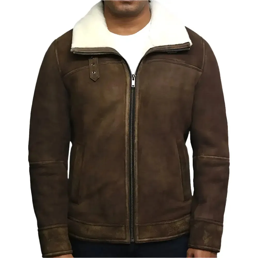 Men's Vintage Shearling Sheepskin Merino Leather Jacket