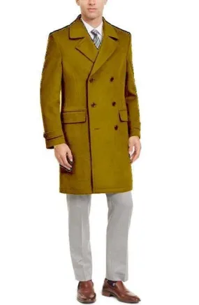 Mens Wool Trench coat - 'Mustard' Color Mens Overcoat