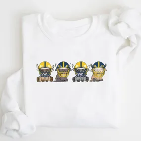 Michigan Wolverines Football Highland Cow Football Team Football Lovers Gift Unisex Crewneck Hoodie Sweatshirt