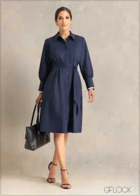 Midi Shirt Dress With Cuff Detail - 241123