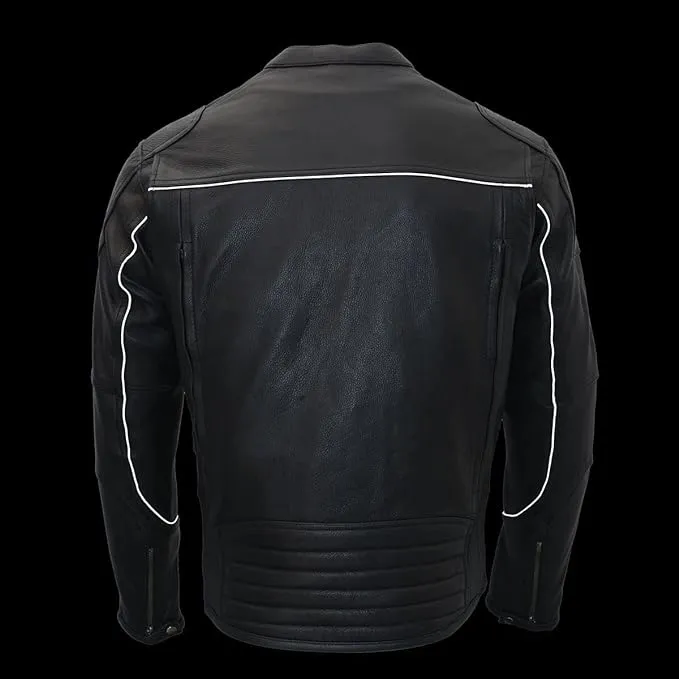 Milwaukee Leather Men's Black 'Cool-Tec' Vented Leather Scooter Jacket - MLM1502