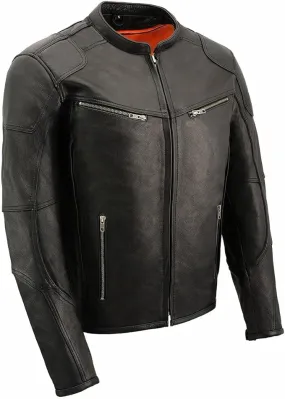 Milwaukee Leather Men's Black 'Cool-Tec' Vented Leather Scooter Jacket - MLM1502