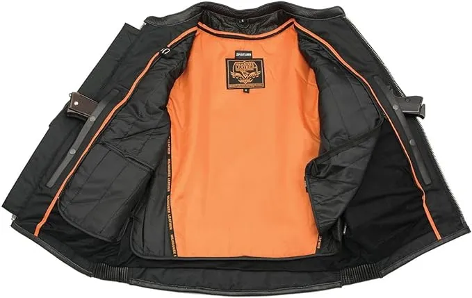 Milwaukee Leather Men's Black 'Cool-Tec' Vented Leather Scooter Jacket - MLM1502
