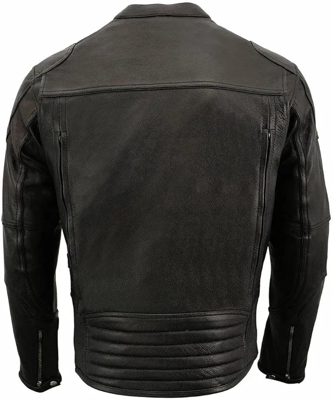 Milwaukee Leather Men's Black 'Cool-Tec' Vented Leather Scooter Jacket - MLM1502