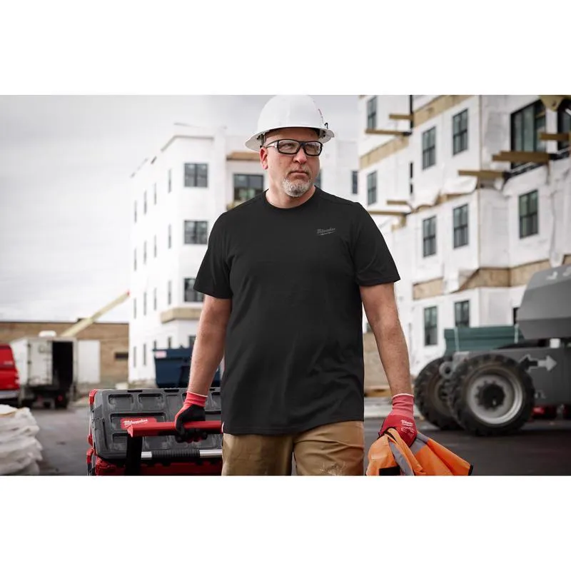 Milwaukee M Short Sleeve Men's Crew Neck Black Hybrid Work Tee Shirt