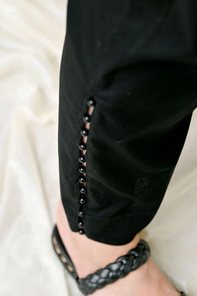 Mom4Little - Black trouser styled with beads AYW-003 - Cotton