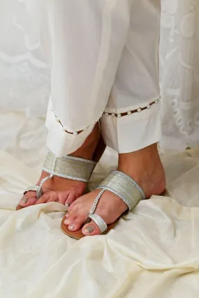 Mom4Little - White trouser styled with beads AYW-004 - Cotton