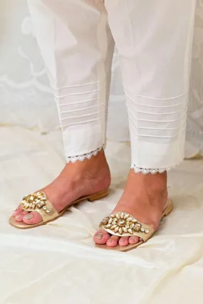Mom4Little - White Trouser styled with lace and design AYW-002 - Cotton