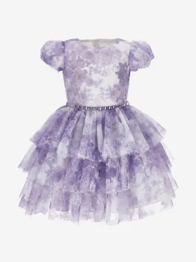 Monnalisa Girls Monochrome Tulle Dress in Purple