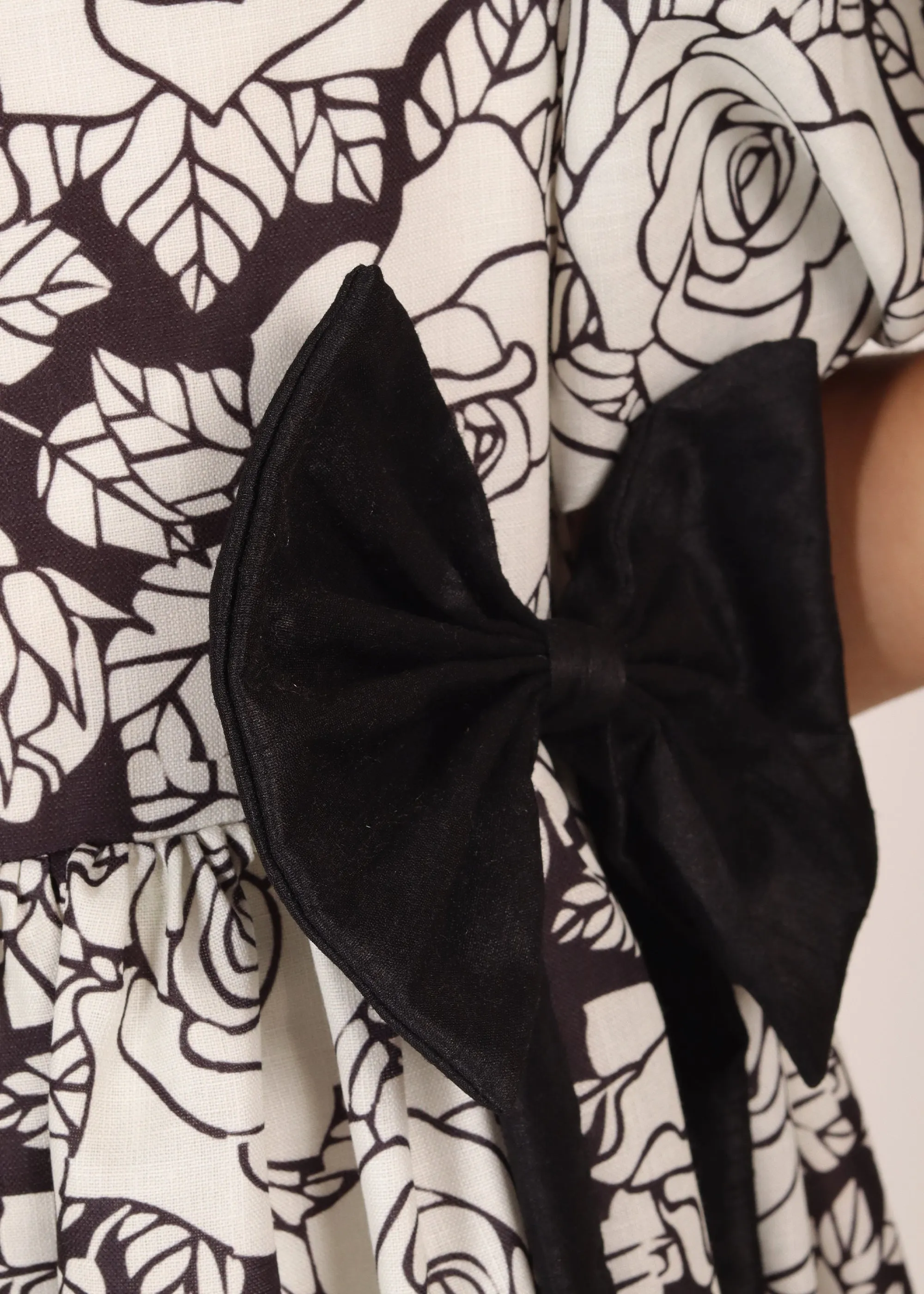 Monochrome Bloom Bow Dress