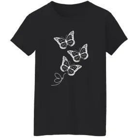 Monochrome Butterflies  Ladies'  T-Shirt