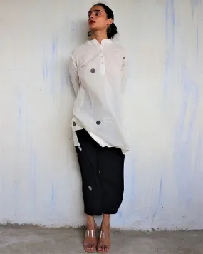 Monochrome Pure Cotton Block Printed Kurta Set-Mono