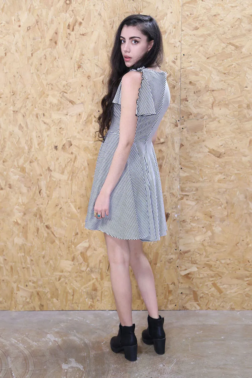 Monochrome Stripe Skater Dress