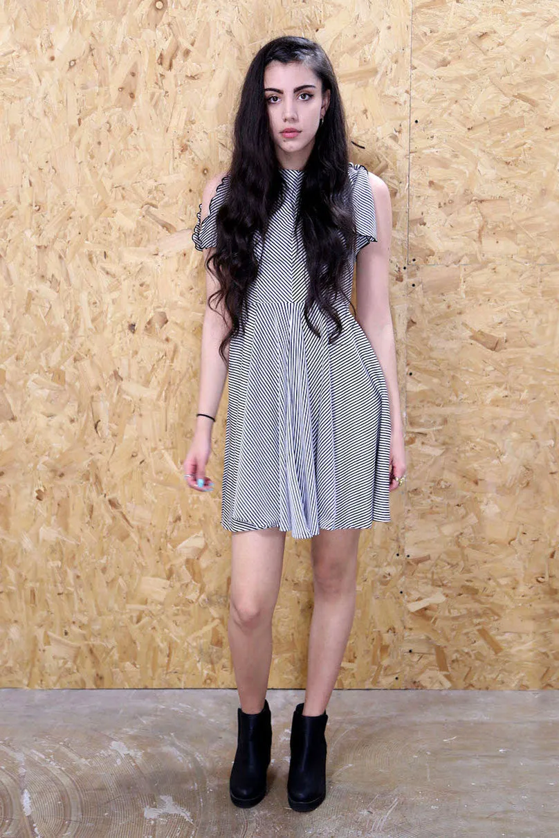 Monochrome Stripe Skater Dress