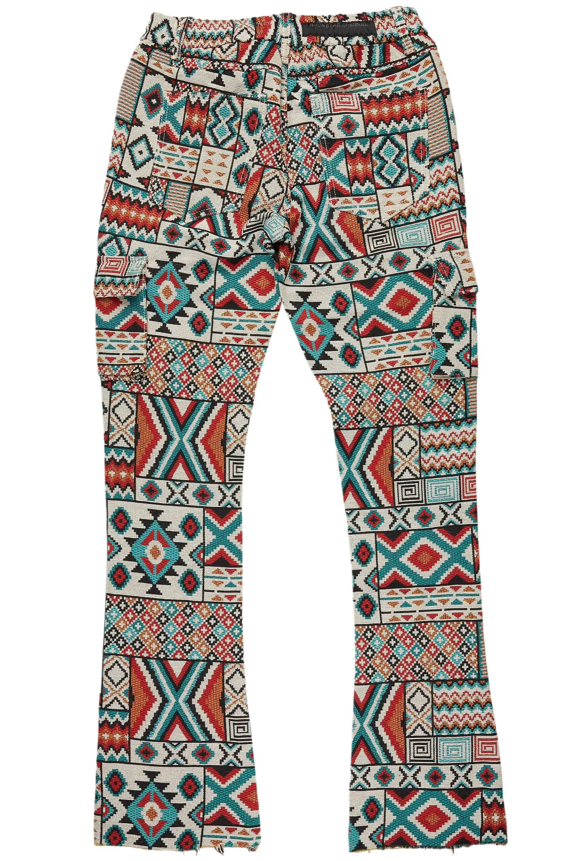Nard Beige Multi Tapestry Stacked Flare Jean