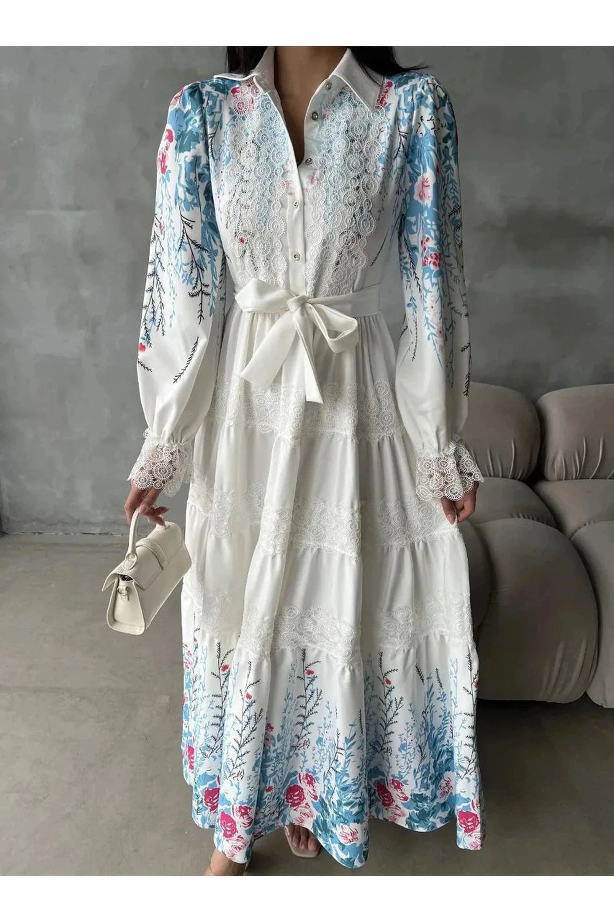 Nur Polyester Digital Print Shirt Dress - Long Maxi