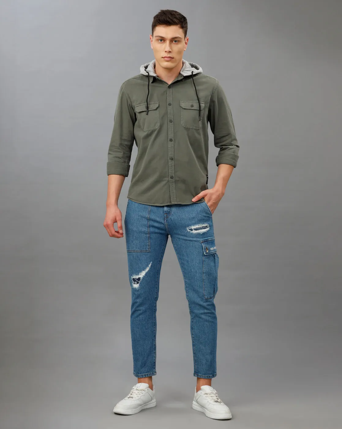 OLIVE REGULAR FIT SHACKET