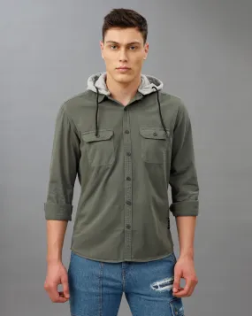 OLIVE REGULAR FIT SHACKET