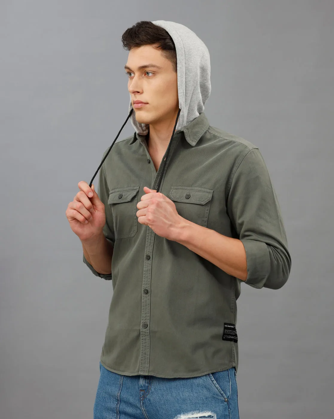 OLIVE REGULAR FIT SHACKET