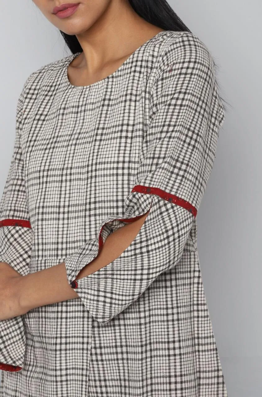 OVERLAP DRESS - MONOCHROME GRID & KALA COTTON