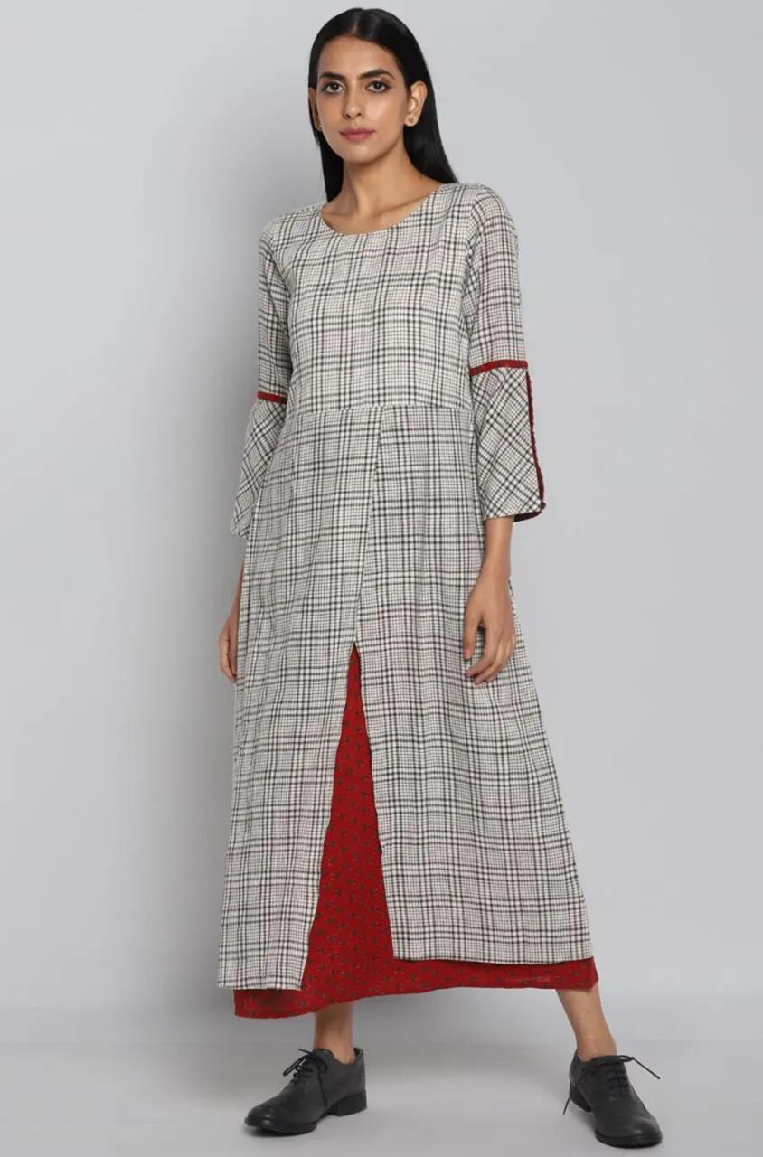 OVERLAP DRESS - MONOCHROME GRID & KALA COTTON
