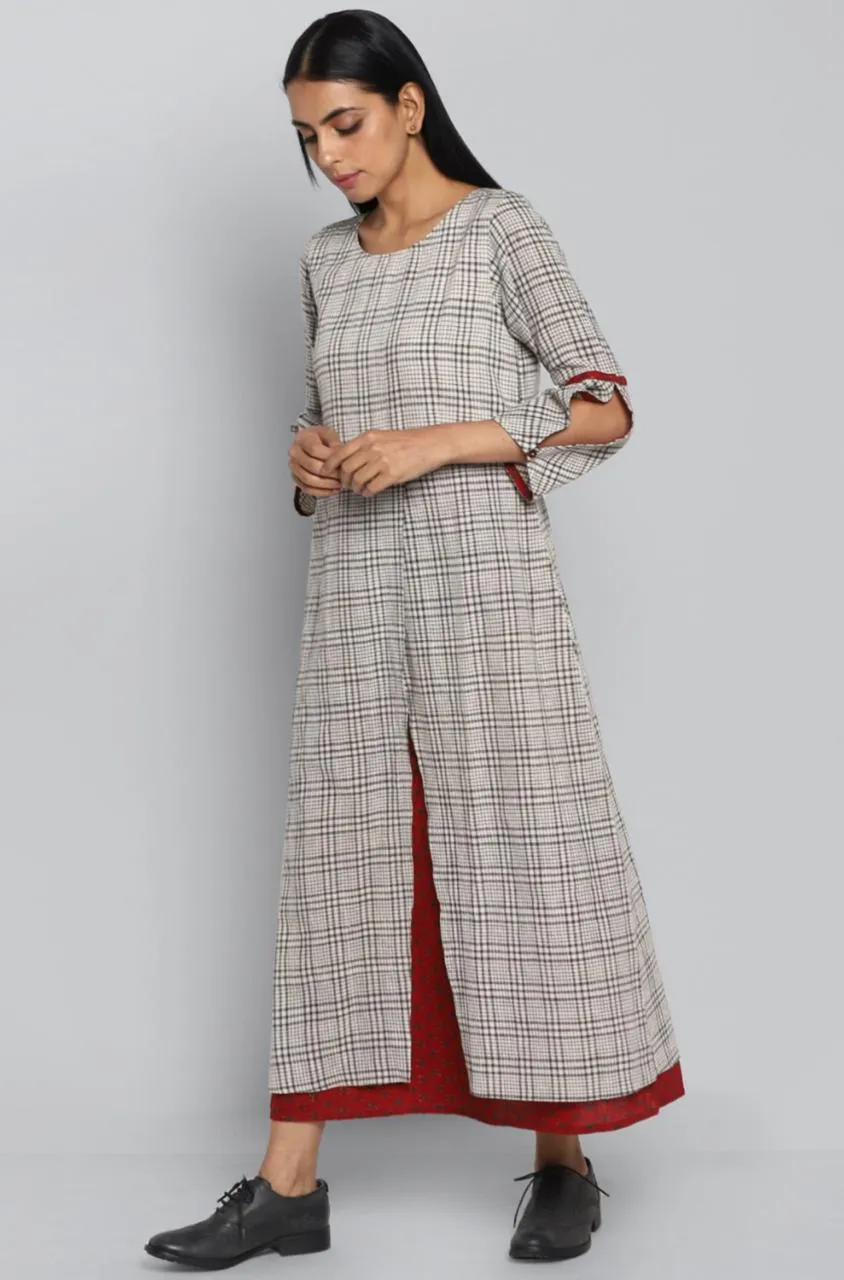 OVERLAP DRESS - MONOCHROME GRID & KALA COTTON