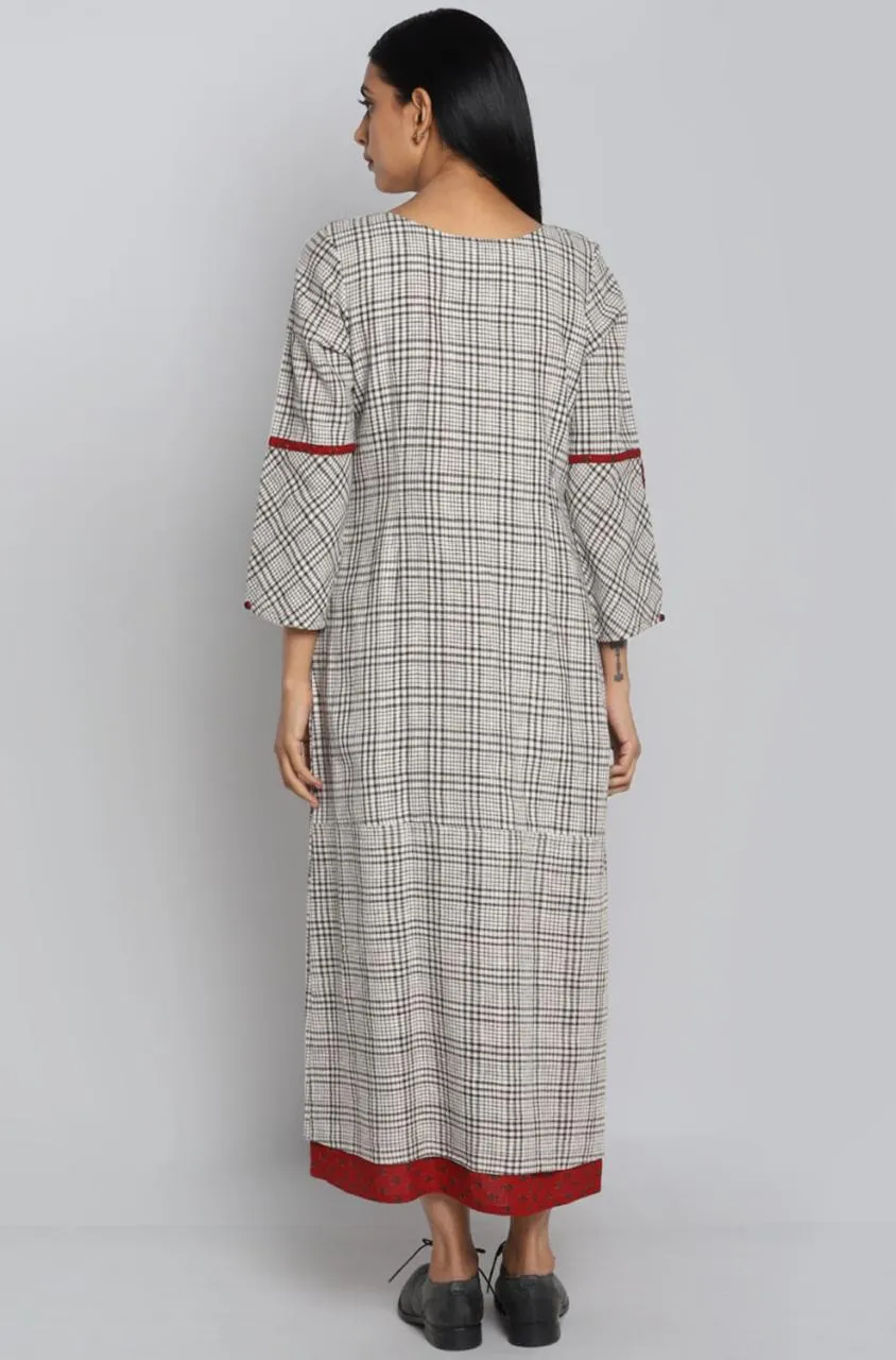 OVERLAP DRESS - MONOCHROME GRID & KALA COTTON
