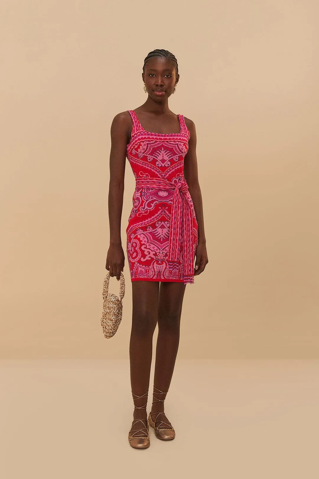 Paisley Scarf Knit Mini Dress