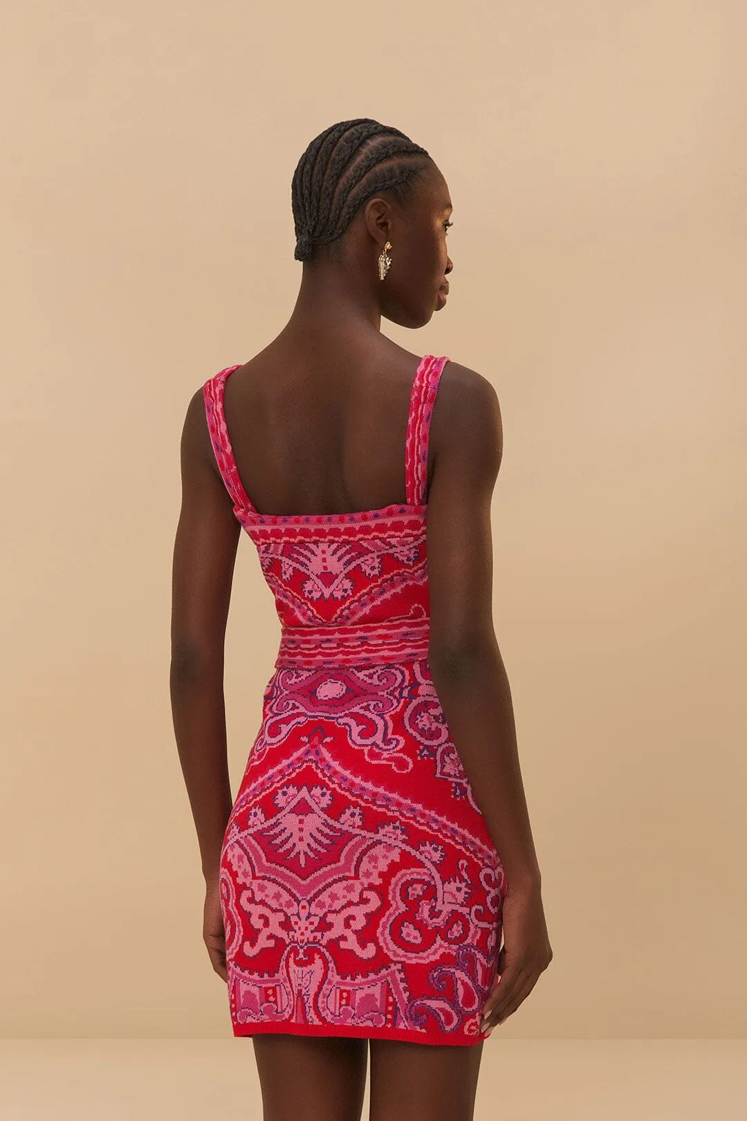 Paisley Scarf Knit Mini Dress