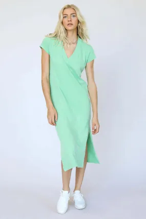 Perfect White Tee Abbey V Neck T-shirt Dress in Apple Mint