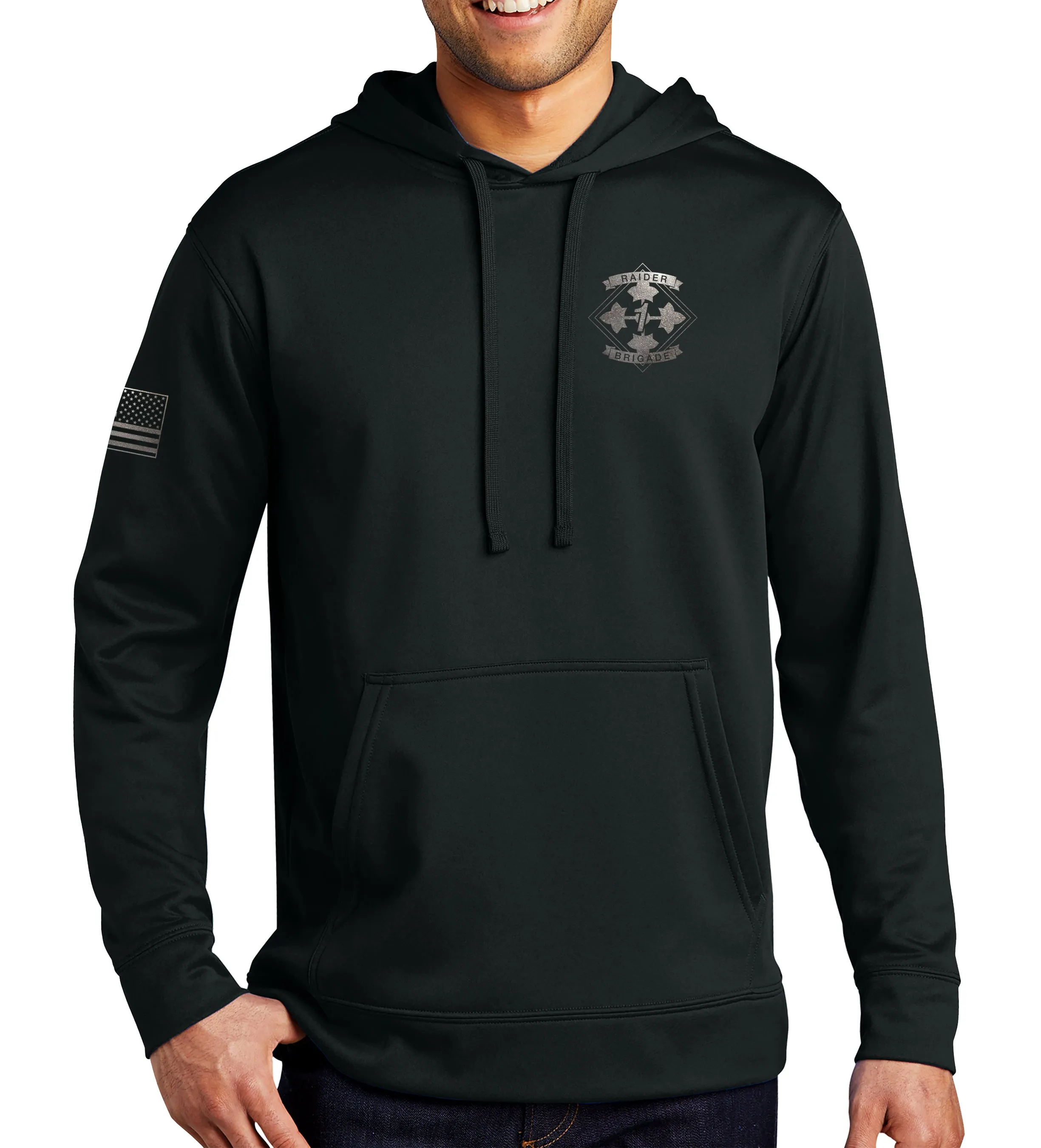 Performance Hoodie (Black on Black) Sweatshirt. (This material is lighter than the 50-50) This sweatshirt is NOT approved for PT..
