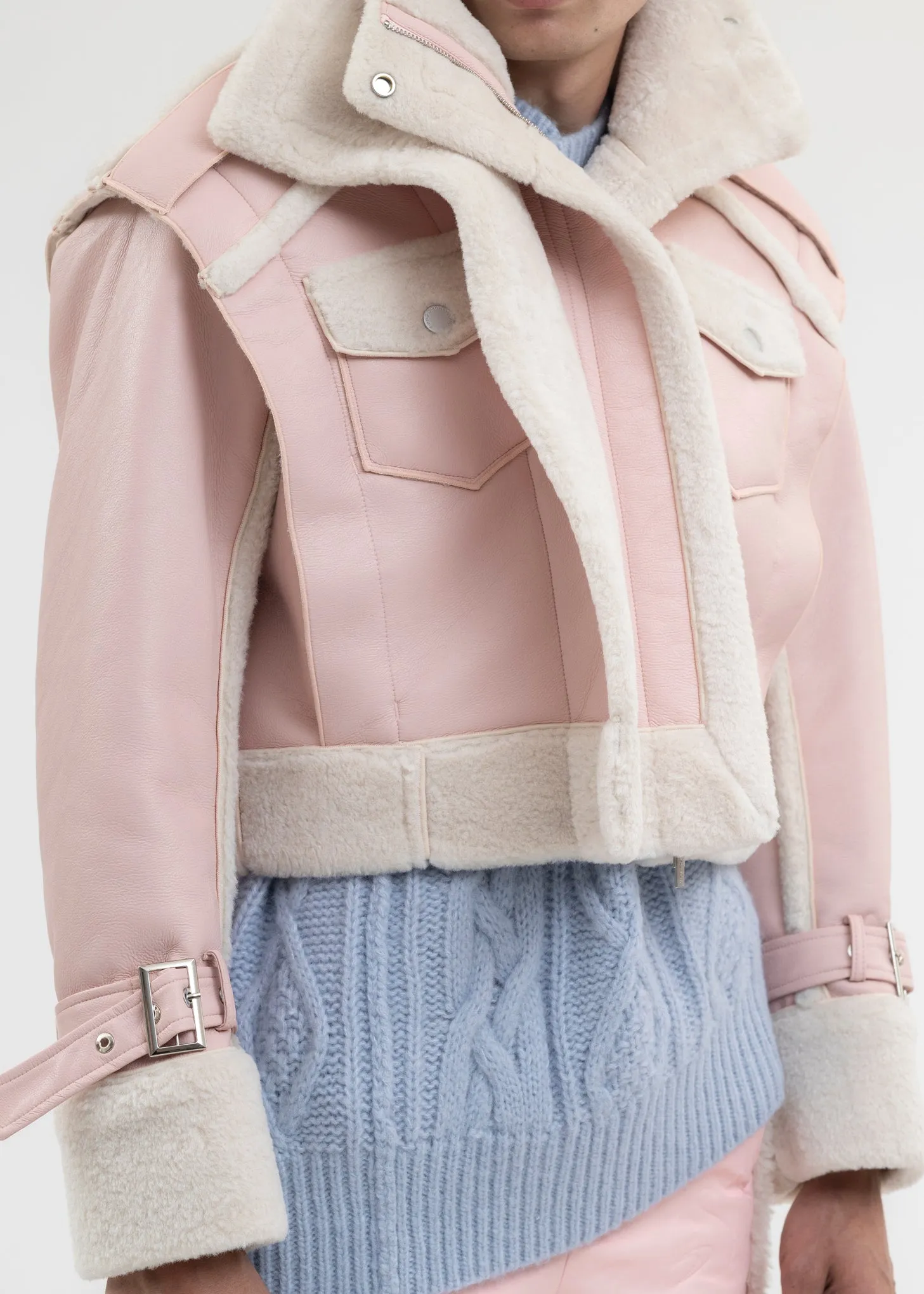 PINK DOUBLE SIDE SHERPA JACKET