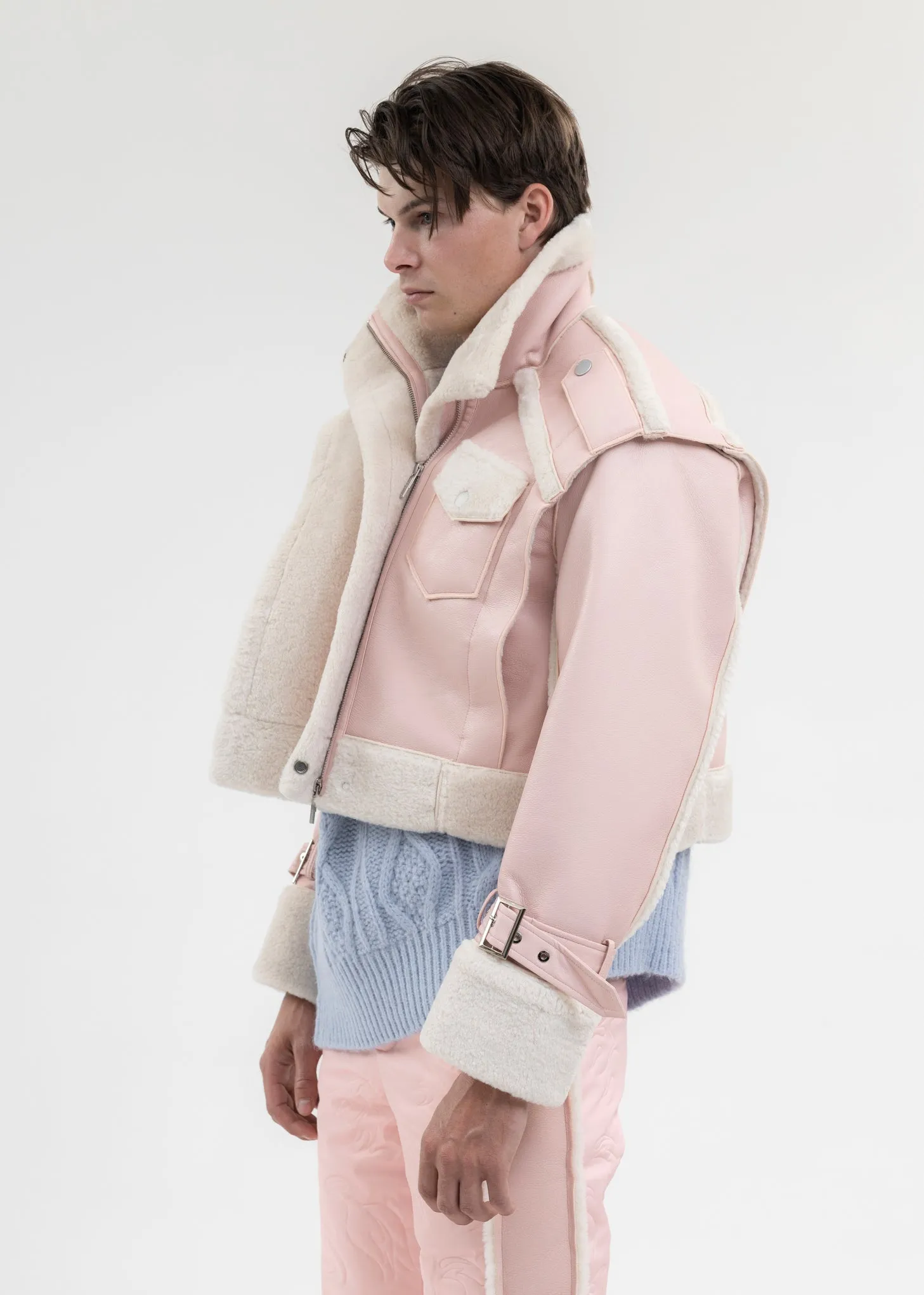 PINK DOUBLE SIDE SHERPA JACKET