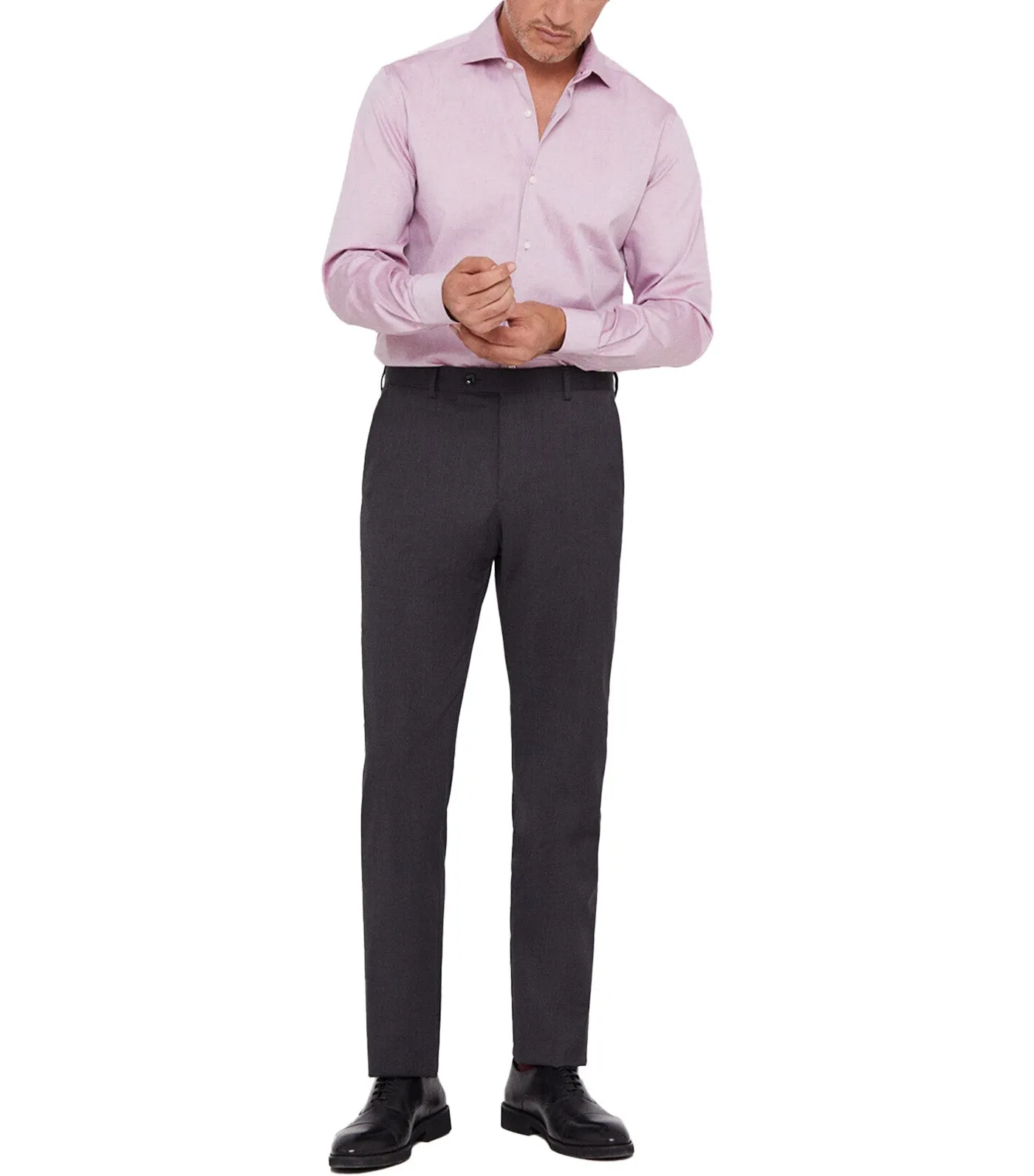 Plain Pinpoint Dress Shirt Red