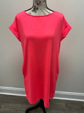 Plus Neon Coral Solid Knit Dress
