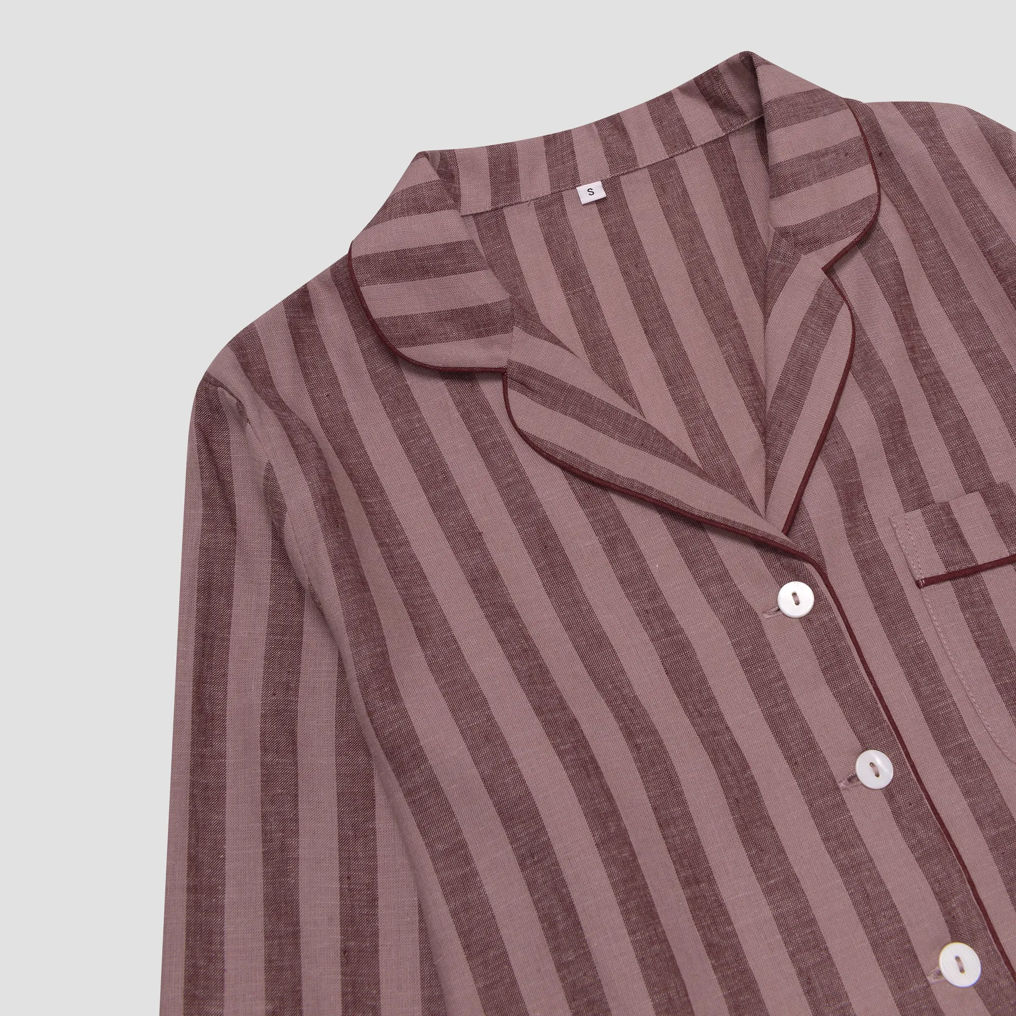 Port & Woodrose Striped Linen Men's PJ Shirt