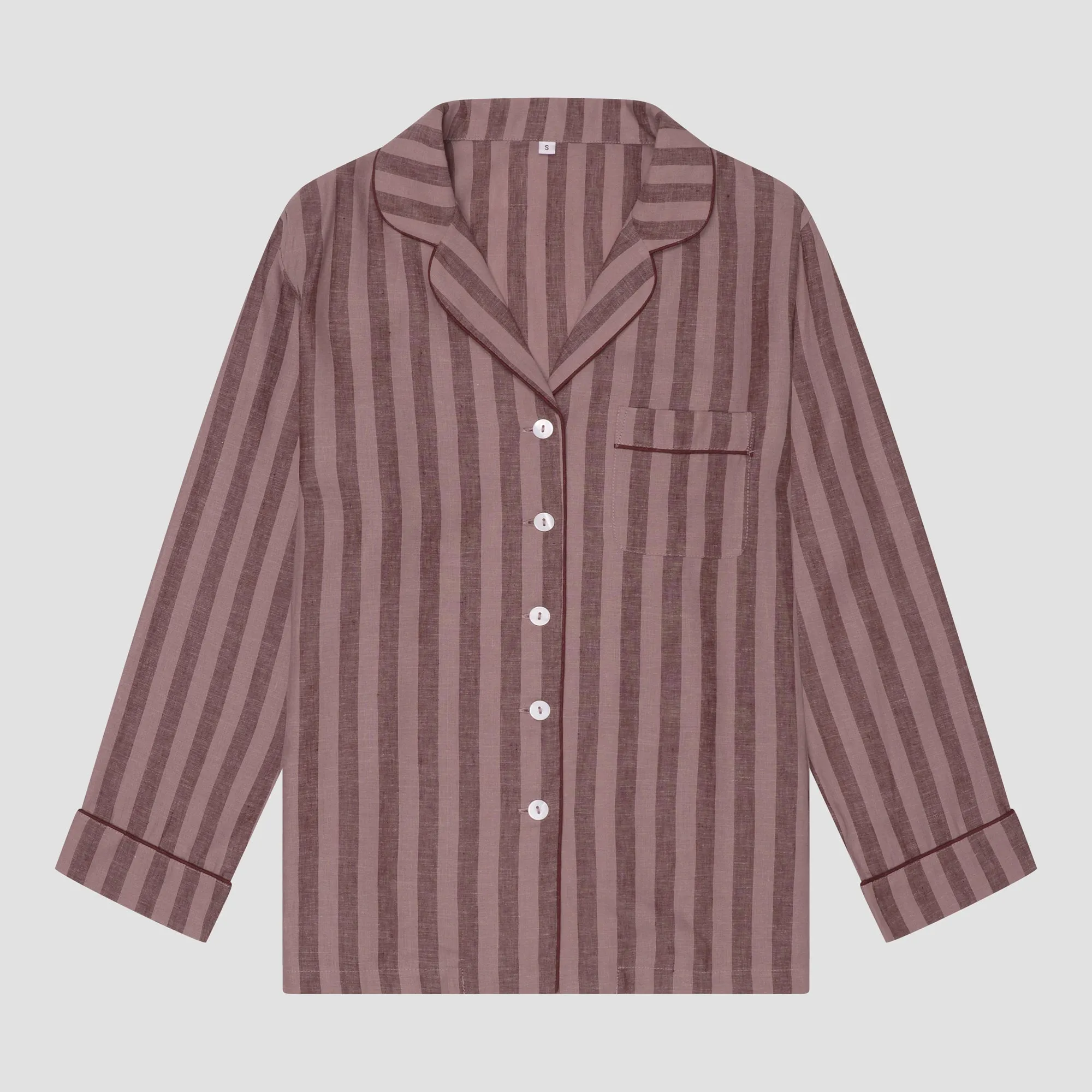 Port & Woodrose Striped Linen Men's PJ Shirt