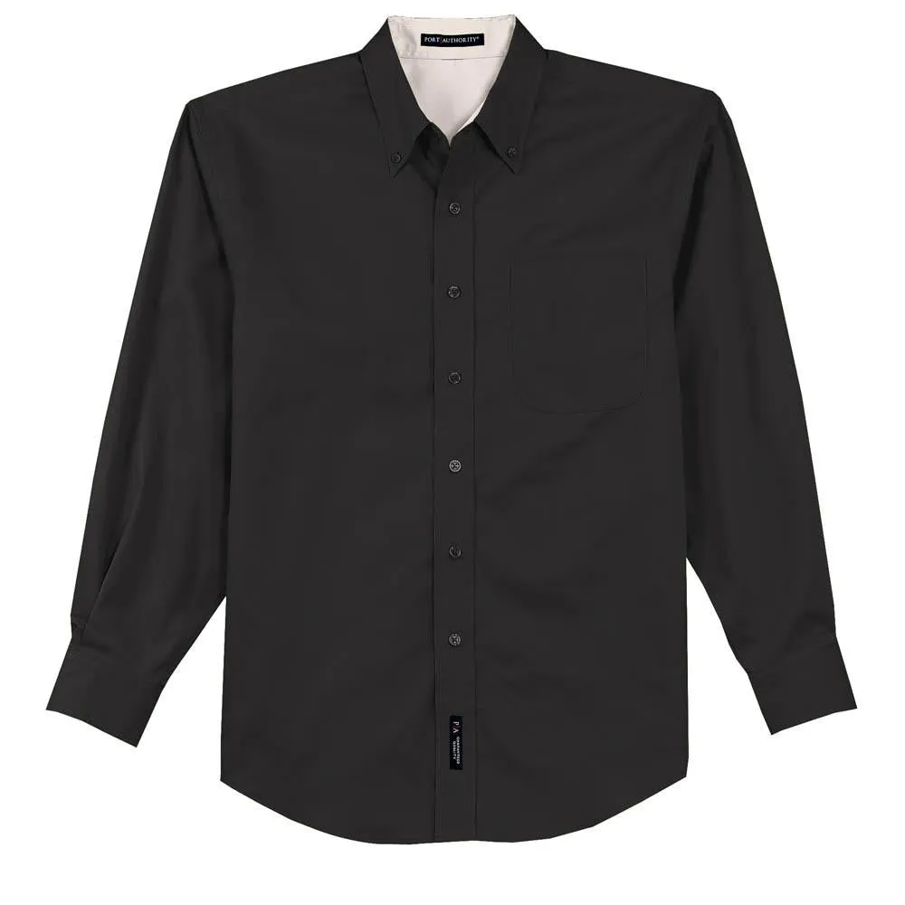 Port Authority Women's Black/Light Stone Long Sleeve Easy Care Shirt