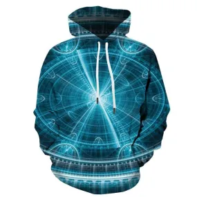 Psychedelic Hoodie Men Abstract Hoody Anime Metal Hooded Casual Technology Sweatshirt Printed