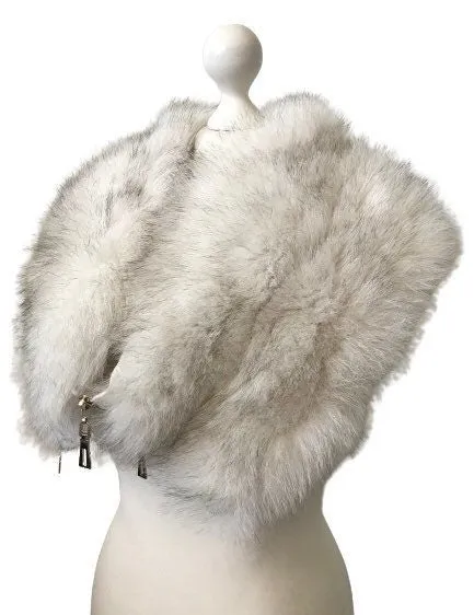 Puffer Women White Quilted Coat Fox Fur Sleeves Transformers