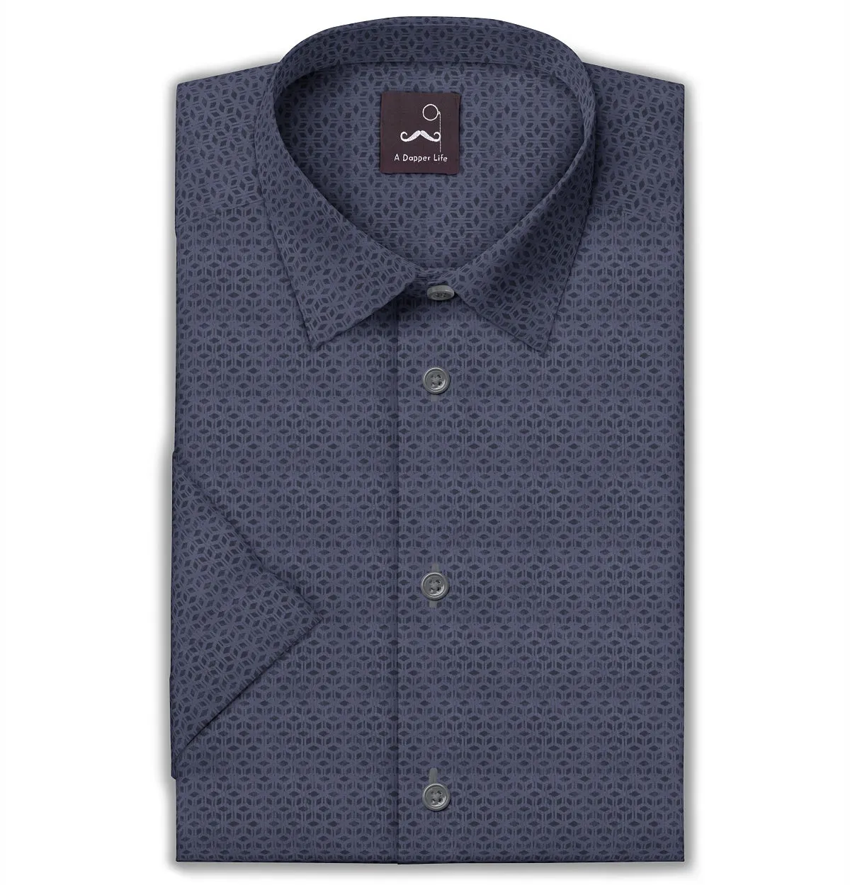 Pure Cotton - Short Sleeve- Smoky Blue Matrix