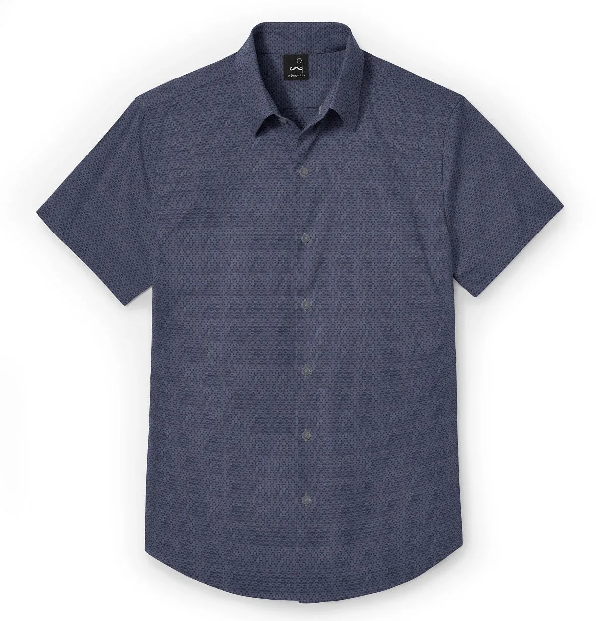 Pure Cotton - Short Sleeve- Smoky Blue Matrix