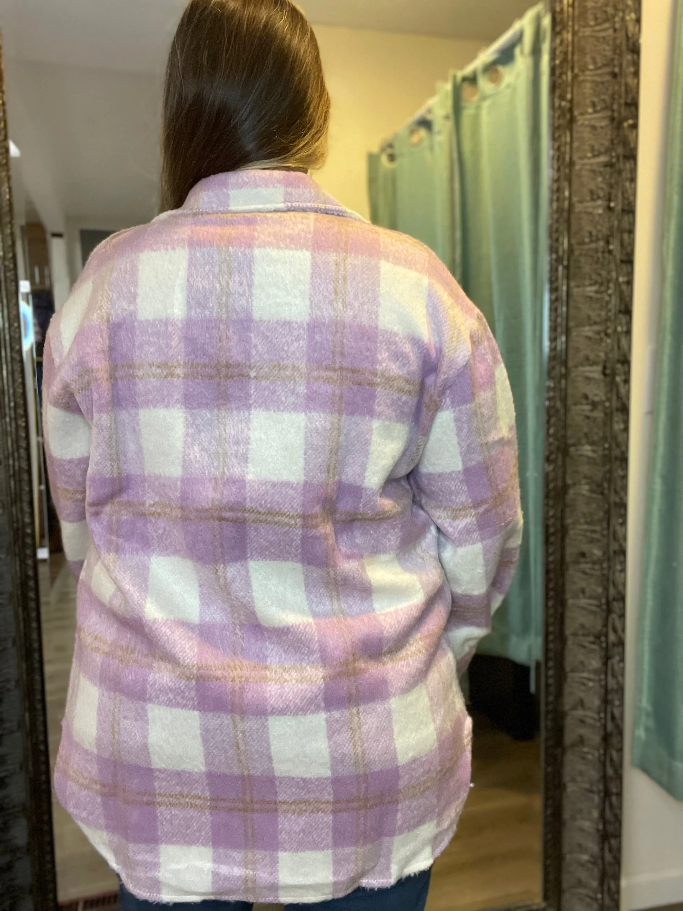 Purple & Tan Plaid Shacket