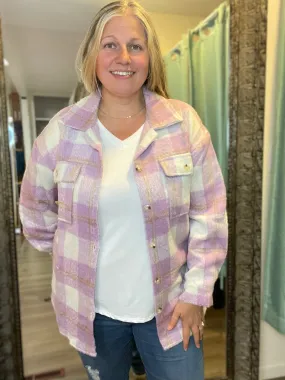 Purple & Tan Plaid Shacket