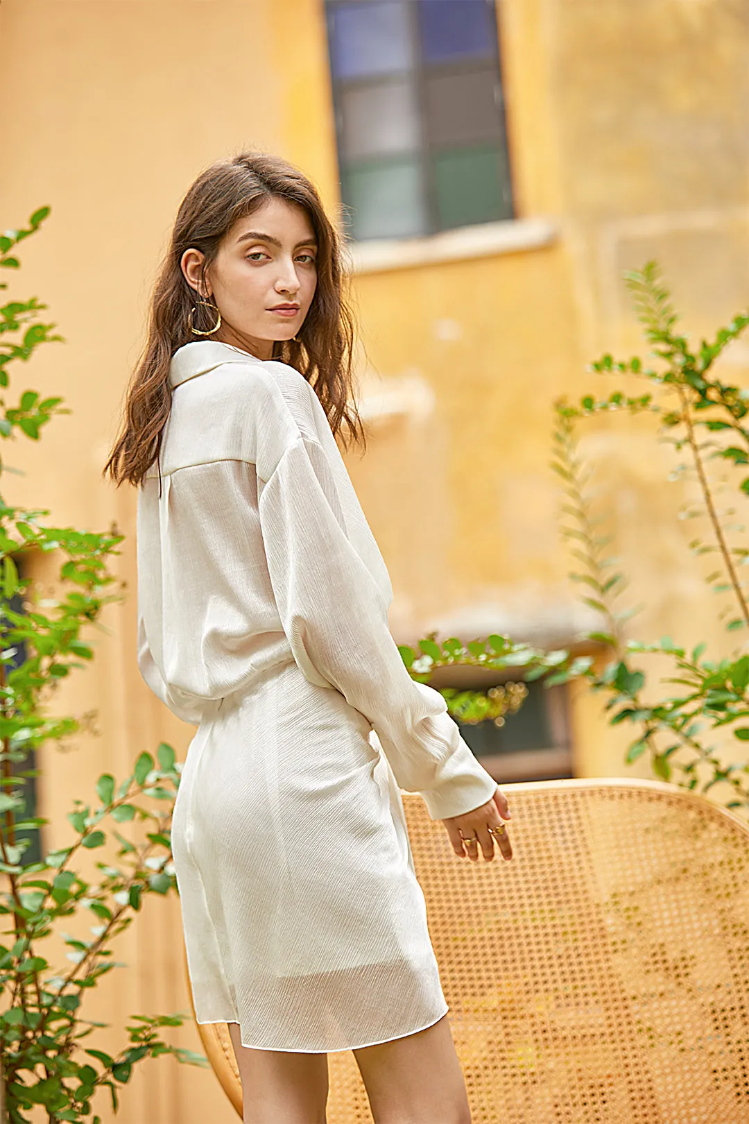 Regular knot shirt dress | White shirt dress | Vacation shirt dress