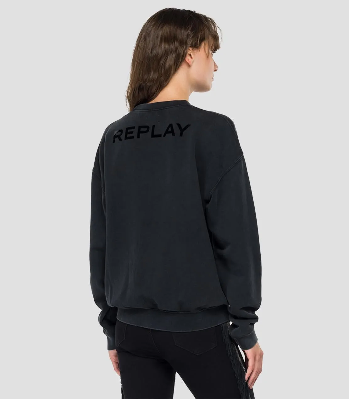 Replay W3580 crewneck sweatshirt with rhinestones