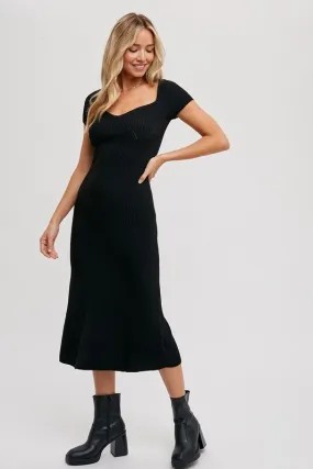 Ribbed Sweetheart Knit Midi Dress